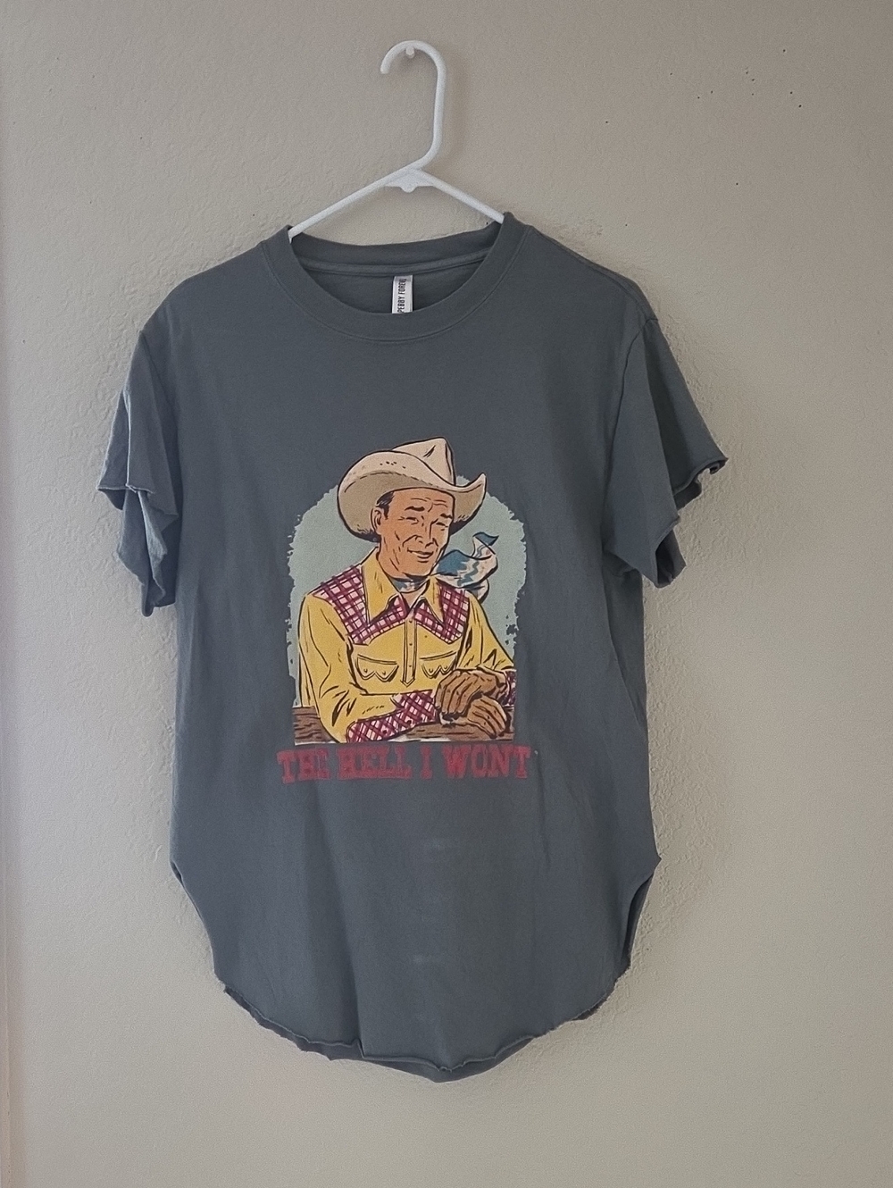 Graphic Cowboy Print Men's Tee in Slate Gray